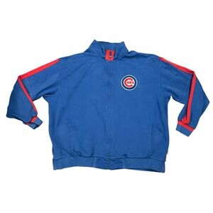 Majestic‎ Chicago Cubs MLB Baseball Blue Red Track Jacket Full Zip 3XL FLAWS